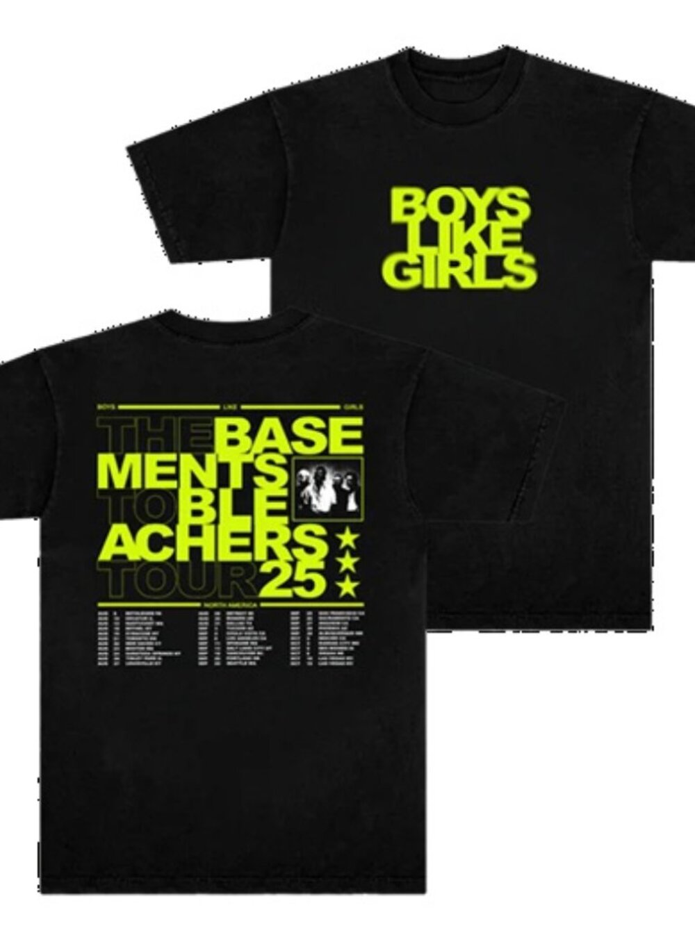 mint❤️BOYS LIKE GIRLS Basements To Bleachers 2025 Tour t-shirt American Apparel